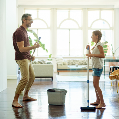 Father Daughter Cleaning